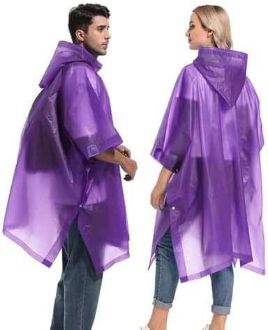 HOOMBOOM Reusable Rain Ponchos with Drawstring Hood for Adults, Waterproof Thicken Rain Coat, 2 Packs - Image 4
