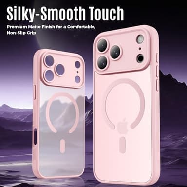 Symcele Designed for iPhone 17 Pro Max Case, Compatible with MagSafe, [Camera Protection] [15FT Military Drop Protection] Shockproof Translucent Matte Anti-Slip Phone Case, 6.9", 6.9", Pink - Image 8