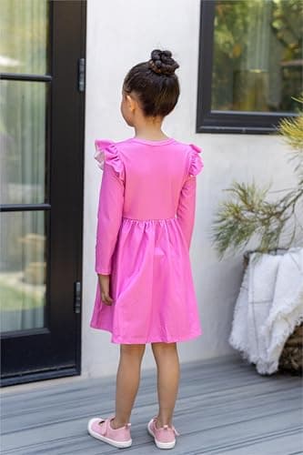 Disney Lilo & Stitch Toddler Dress Little Girls A-Line Ruffle Long Sleeve Casual Winter Fall Clothes Cute Kids Outfit Gift Party Costume Pink 3T - Image 5