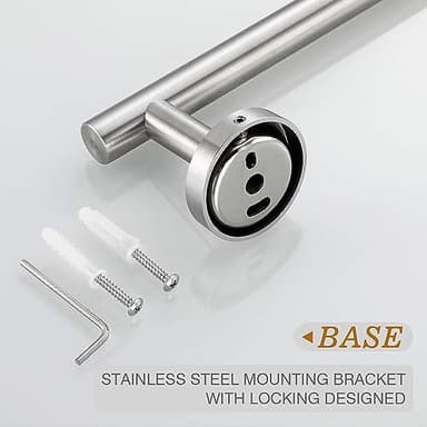 USHOWER Brushed Nickel Towel Bar, 24-Inch Towel Rack for Bathroom Wall Mounted, Thicken SUS304 Stainless Steel Towel Rod Modern Home Decor (Total Length 26-Inch) - Image 8