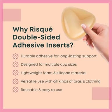 Double Sided Sticky Bra Inserts Reusable | Push Up Lift Self-Adhesive Pads for Strapless, Bikini, Swimsuit, and Sports Bras | Comfortable, Invisible Support for a Natural Look | Long-Lasting Beige - Image 4