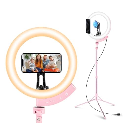Aureday 12'' Selfie Ring Light with 62'' Tripod Stand and Magnetic Phone Holder, LED Ringlight for Recording/TikTok/Makeup/Photography, Circle Fill Light with Wireless Remote for iPhone&Android Phones - Image 1