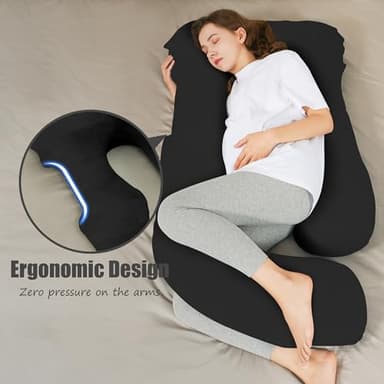 HIPHOP PANDA U-Shaped Pregnancy Pillow for Sleeping - Full Body Maternity Support Pillow with Removable Cover - Comfort for Back, HIPS, Legs, Belly - 57 Inch for Pregnant Women, Black - Image 2