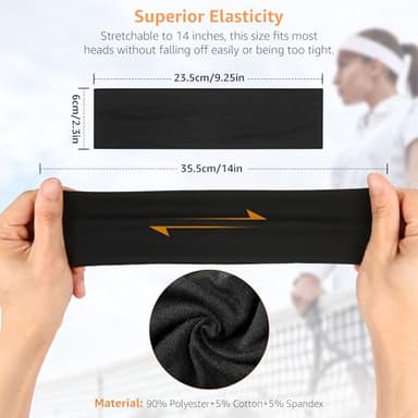 DiyJibb Headbands for Women, Stretchy Non Slip Soft Cotton Cloth Hair Bands for Sports, Workout, Yoga and Running, 7pcs (Black, White, Light Grey) - Image 2