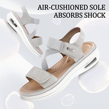 mysoft Women's Summer Walking Sandals Air Cushion Support Platform Ankle Strap Shoes Comfortable Casual Wedge Sandals - Image 4