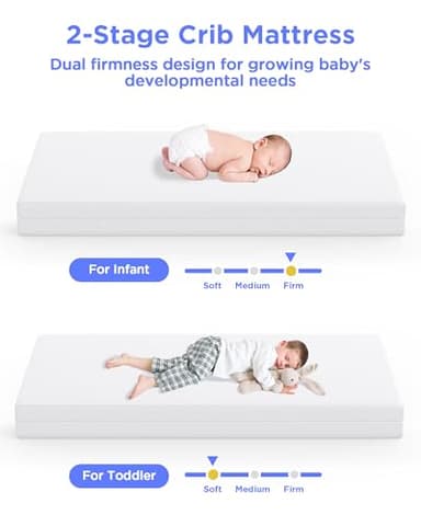 iMMDOKIN Hypoallergenic Crib Mattress Certified, Dual-Sided Baby & Toddler Crib Mattresses, Waterproof, Machine Washable Cover, Memory Foam, Standard Size, 5" Thick - Image 6