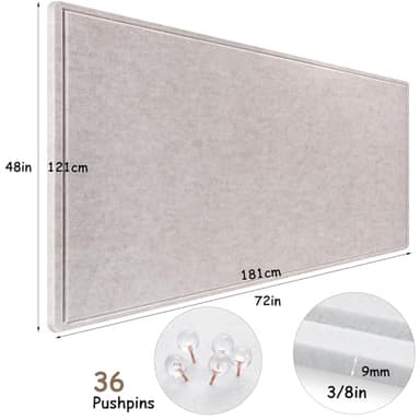 Large Bulletin Board, Foldable 72x48 Inches Cork Board Alternative, Large Felt Board Decorative Pin Board for Wall, Foldable Photo Board Self-Adhesive Vision Board with 36 Pushpins Light Khaki - Image 3
