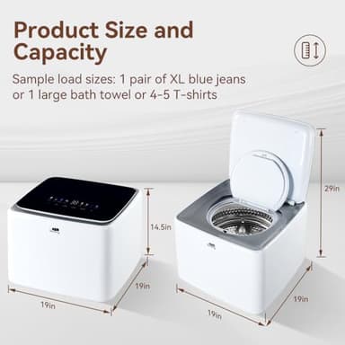 iWash 4.4 Lbs Capacity Countertop AI Fully Automatic Compact Portable Washing Machine - Image 5