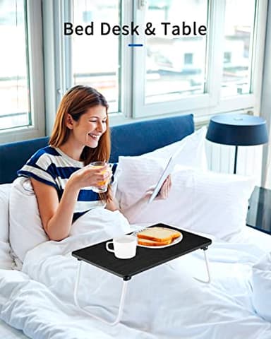Ruxury Folding Lap Desk Laptop Stand Bed Desk Table Tray, Breakfast Serving Tray, Portable & Lightweight Mini Table for Sofa Couch Floor - - Black - Image 3