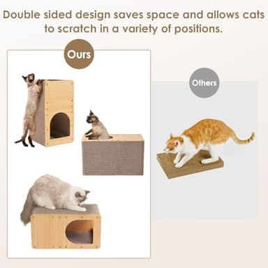 EHEYCIGA Cardboard Cat Scratcher House, 20-Inch Corrugated Cat Scratcher for Indoor Cats, Large Scratching Board Pad, Brown - Image 4