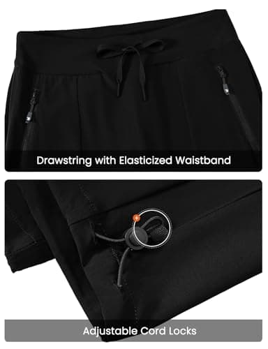 TBMPOY Women's Hiking Pants Lightweight Water Resistant Travel Joggers Quick Dry Outdoor Athletic Pants Zipper Pockets Black 3L - Image 3