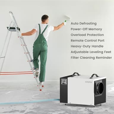 Waykar 125 Pint Crawl Space Dehumidifier with Pump and Drain Hose for commercial, Basements, and Water Damage Unit for Spaces up to 6500 Square Feet, Smart Humidity Control - 5-Year Quality Coverage - Image 8