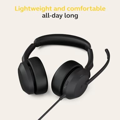 Jabra Evolve2 50 Wired Stereo Headset - with AirComfort Technology, Noise-Cancelling Mics & Active Noise Cancellation - Works with All Leading UC Platforms Such as Zoom & Google Meet - Black - Image 2