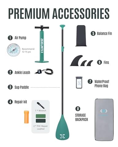 ZLX Inflatable Stand Up Paddle Board, 10'6" SUP Non-Slip Stable Deck Pad, Unique Center Fin, Premium Accessories, Portable Paddleboard for Adults, Beginners, All Skill Levels - Image 9