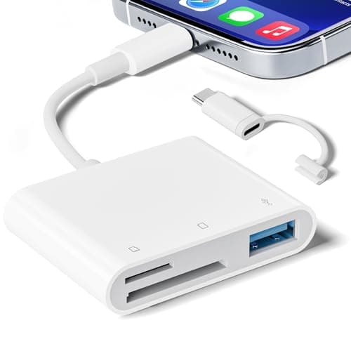 SD Card Reader for iPhone iPad, Micro SD Card Reader Memory Card Reader with USB Adapter Plug and Play Trail Game Camera Card Viewer Supports SD and TF Card No App Required - Image 1