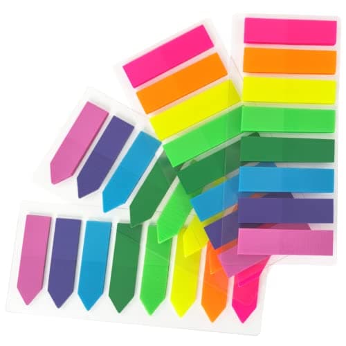 KICNIC Page Markers Colored Sticky Tabs 800 Pcs, Translucent Arrow Flags for Page Marking, Fluorescent Index Tab Stickers for Notebooks, Small Sticky Notes Flags [8 Colors, 4 Sets] - Image 1
