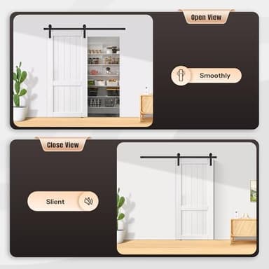 Heavy Duty Barn Door Track Kit, 5 FT Single Sliding Hardware, Black Sturdy Track for 260lbs 30" Wide Door Panel, Smoothly & Quietly, J Shape Hanger - Image 6