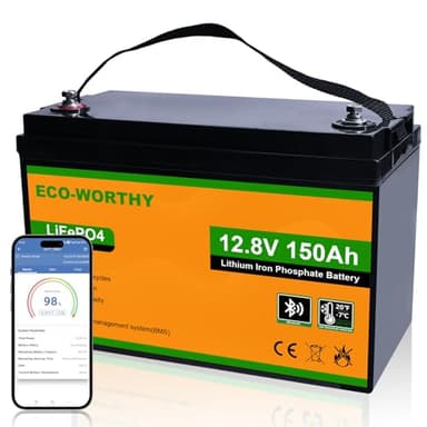 ECO-WORTHY 12V 150AH Bluetooth LiFePO4 Lithium Battery with Low Temperature Protection, Built-in 120A BMS, Perfect for Trolling Motor, Boat, RV, Camping, Home Energy Storage - Image 1