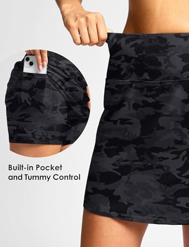 Viodia Women's 17" Long Swim Skirt High Waisted Modest Swimsuits Skirt Bathing Suit Tummy Control Swim Bottoms Black camo L - Image 4