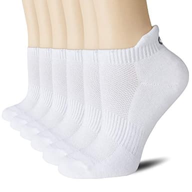CS CELERSPORT Ankle Athletic Running Socks Low Cut Sport Tab Sock for Men and Women (6 Pairs), Medium, White - Image 1