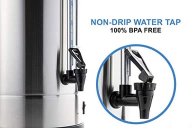 SYBO SR-CP-50B Commercial Grade Stainless Steel Percolate Coffee Maker Hot Water Urn for Catering, 50-Cup 8 L, Metallic - Image 2