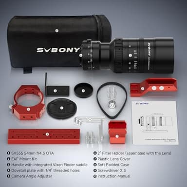 SVBONY SV555 APO Telescope Refractor 54mm, Astrophotography SLR Camera Lens, Petzval Objective Structure, F4.5 to F22 Variable Aperture Bundle with SV226 Filter Drawer, for Deep Sky Photography - Image 6