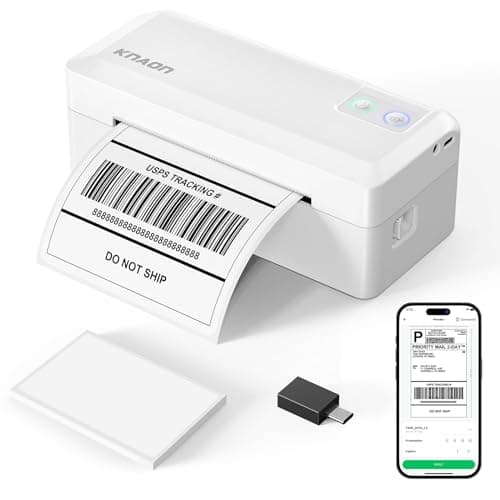 KNAON Shipping Thermal Label Printer, 4x6 Portable Label Printer, Bluetooth Label Maker for Small Business, Support iPhone,Android,Windows,Mac,Chromebook,Works with USPS, Ebay,Shopify&More, White - Image 1