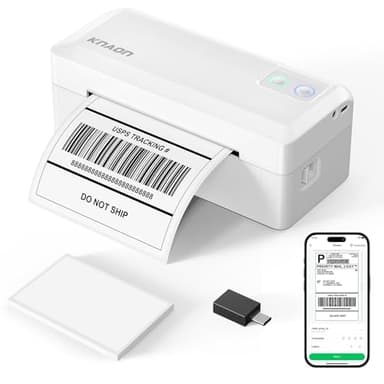KNAON Shipping Thermal Label Printer, 4x6 Portable Label Printer, Bluetooth Label Maker for Small Business, Support iPhone,Android,Windows,Mac,Chromebook,Works with USPS, Ebay,Shopify&More, White - Image 1