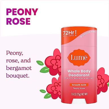Lume Whole Body Deodorant - Smooth Solid Stick - 72 Hour Odor Control - Aluminum Free, Baking Soda Free and Skin Safe - 2.6 Ounce (Pack of 2) (Peony Rose) - Image 4