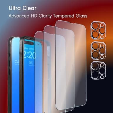 Sonix | 3 Pack Glass Screen Protector for iPhone 15 Pro Max + 3 Pack Camera Lens Protector | Case Friendly, Tempered Glass - Image 3