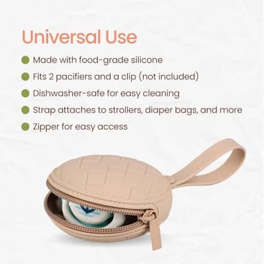 2 Pack Silicone Pacifier Holder Case, Baby Pacifier Holder Pouch for Newborn, Boys and Girls, Portable Silicone Pacifier Bags (Natural+Sage) - Image 4