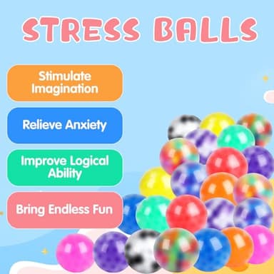 24Pack Stress Balls, Squishy Ball, Squishy Squeeze Balls Bulk Fidget for Adults, Stress Relief Balls, Party Favors, Birthday Gift, Goodie Bag Stuffers - Image 3