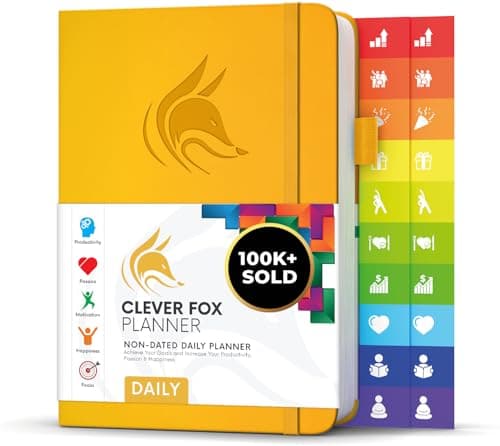 Clever Fox Daily Planner – Undated Planning Notebook with Hourly Schedule & To-Do List – Personal Day Task & Work Organizer, 6 Months (Amber Yellow) - Image 1