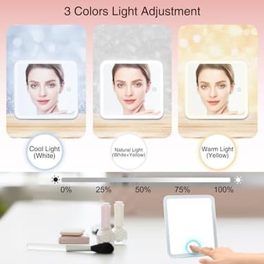 Relavel Travel Makeup Bag With LED Mirror Portable Travel Makeup Organizer 3 Color Adjustable Brightness Waterproof Cosmetic Train Case with Removable Dividers Makeup Storage for Women, Pink - Image 3