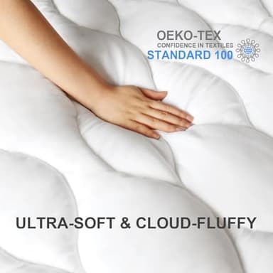 KAYFIA Queen Mattress Pad, Quilted &Breathable Mattress Topper Queen Size with 3D+7D Snow Down Alternative Fill, Cooling Pillow Top Mattress Cover Protector Stretches up 8-21" Deep Pocket -White - Image 2