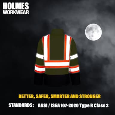 Holmes Workwear Hi-Vis Yellow Softshell Jacket - Waterproof and Breathable Reflective Jacket with Fleece Lining, Medium - Image 6