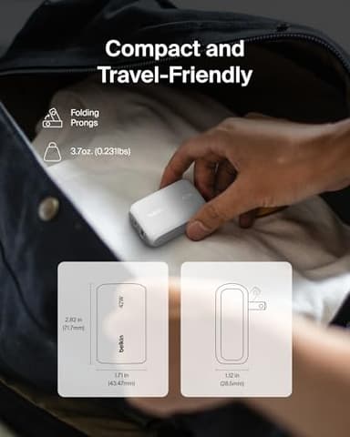 Belkin 42W Dual Port Charger Block, USB-C + USB-A Charger Super Fast Charging - Samsung Galaxy S25, Apple iPhone 17, Air, Pro, Pro Max, iPad, AirPods, Apple Watch, Nintendo Switch 2 & More - White - Image 4