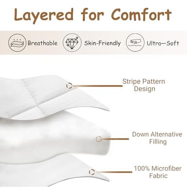 ZPECC Toddler Down Alternative Comforter, 39x47 Hypoallergenic Baby Blanket Quilt, Soft Breathable Lightweight All Season Kids Duvet Insert for Crib Stroller Cot Daycare, White Stripe - Image 3