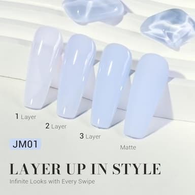MelodySusie Jeweliver Gel Nail Polish, 0.5Fl Oz Light Blue Jelly Gel Polish Sheer Translucent Nude Soak Off UV LED Light Cure Spring Summer Colors Manicure Nail Art DIY at Home JM01 - Image 2