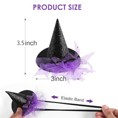 Baby Girls Mini Witch Hat Headband Infant Toddler Glitter Bow Tulle Party Hair Accessories Purple - Image 2