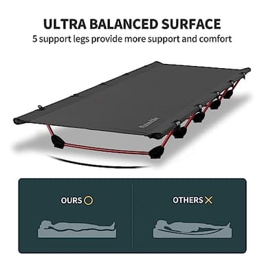 Naturehike GreenWild Camping Cot, Ultralight Folding Backpacking Cot, Supports 330lbs, Portable Camping Bed for Adults for Camping Hiking Travel Home, Black - Image 5