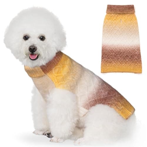 YUDODO Dog Sweater for Small Dogs Colorful Knitted Puppy Sweater Pet Dog Winter Clothes Warm Sweater for Yorkies Chihuahua(Large,Gradient Brown) - Image 1