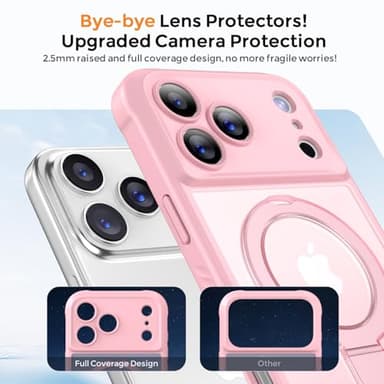MOCCA Design for iPhone 17 Pro Max Case, Compatible with Magsafe [Premium Invisible Magnetic Ring Stand] [Military Drop Protection] Full Camera Guard Translucent Matte Slim Phone Cover 6.9",Pink - Image 3