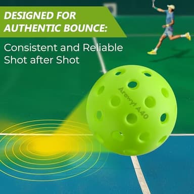 Arewyt Pickleball Balls, 6 Pack 40 Holes Outdoor Pickleball Balls, High Visibility and Bounce, Durable Pickle Balls for All Style Pickleball Paddles & All Skill Levels, Neon Green - Image 3