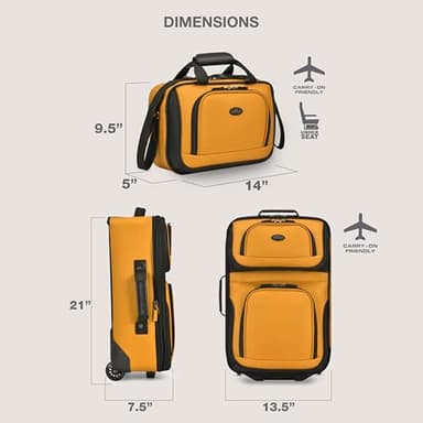 U.S. Traveler Rio Fabric Expandable Carry-on Luggage, Rolling Suitcase, Orange, 2 Wheel Set - Image 5
