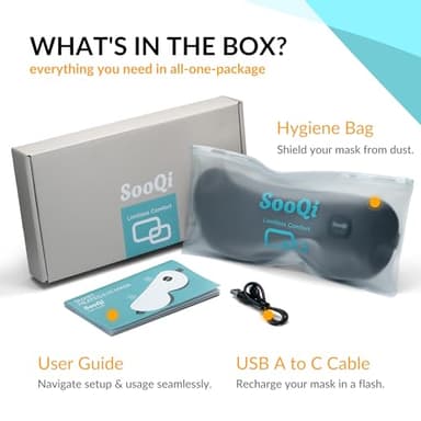 SooQi Rechargeable Cordless Heated Eye Mask - Weighted Compress with Graphene Heating for Dry Eyes, Fatigue, Sleep, and Travel - Image 9
