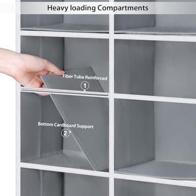 Univivi Over the Door Organizer, 6 Tiers Behind Door Storage with Clear Deep Pockets Hanging Organizer for Closet, Bedroom, Nursery, Bathroom and Sundries (Grey) - Image 6