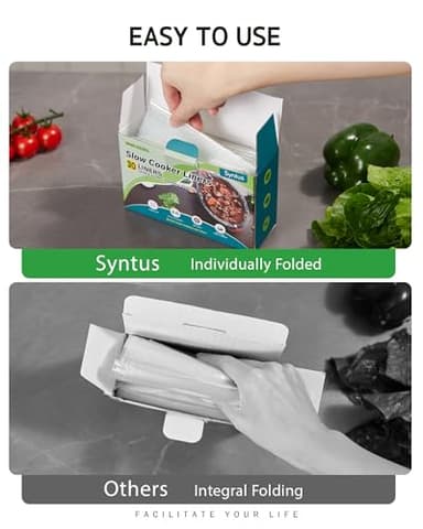 Syntus Slow Cooker Liners, 30 Count Cooking Bags Large Size Disposable Pot Liners Plastic Bags, Fit 3QT to 8QT for Slow Cooker Cooking Trays, 13"x 21", 30 Liners - Image 7