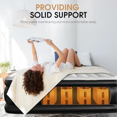 DIVON Air Mattress Queen with Built in Pump,Blow Up Mattress with Wave Pattern in 3 Mins,18'' Quick Inflatable Mattress, Luxury Airbed for Home&Camping,Black,660lbs - Image 3