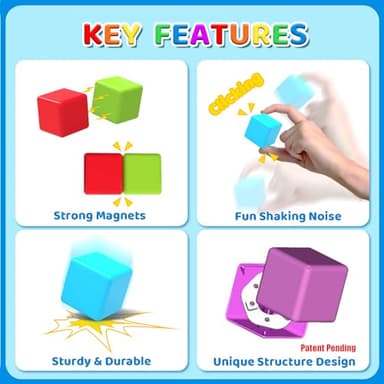 Magnetic Building Blocks, 1.65 inch Large Magnetic Stacking Cubes for Toddlers, Sensory & Montessori Toys for Boys & Girls 1 2 3 Years Old (24 PCS) - Image 3